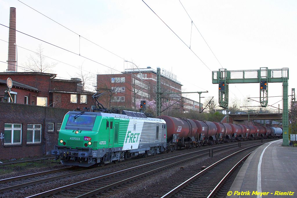 ITL 437023 mit PKP-Kesselwagenzug am 25.03.2014 in Hamburg-Harburg auf dem Weg nach Osten