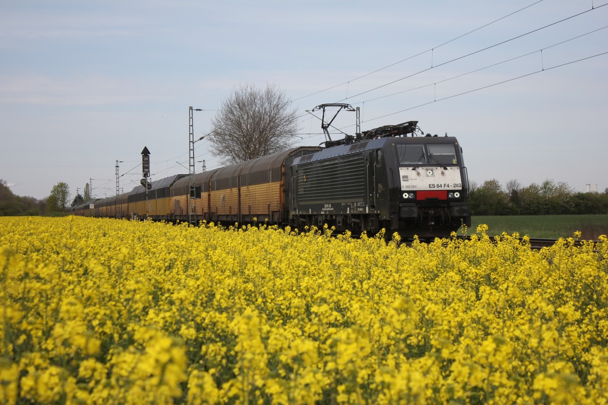 TX Logistik AG / MRCE ES 64 F4-283 ist am 17 April 2014 mit Geschlossenen ARS Altmannwagen bei der Durchfahrt in Bremen Mahndorf.