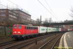 EGP 140 853 mit Containerzug in Hamburg-Harburg auf dem Weg nach Süden am 19.02.2014