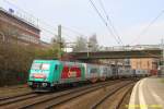 EMONS 185 612 mit Containerzug in Hamburg-Harburg am 29.03.2014 auf dem Weg nach Süden