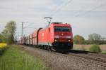 DB 185 307-6 kommt mit Kohlewagenzug am 17.04.2014 durch Bremen Mahndorf gefahren.