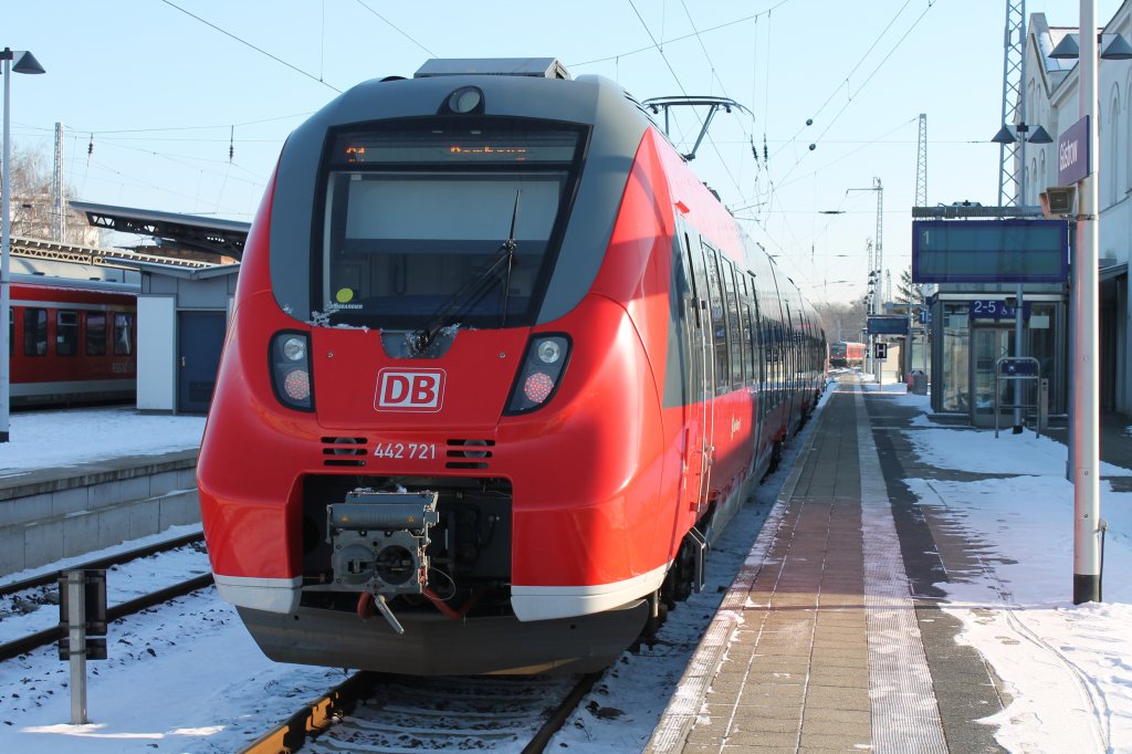 Der 442 221 bei einer Probefahrt in G�strow 30.1.2012