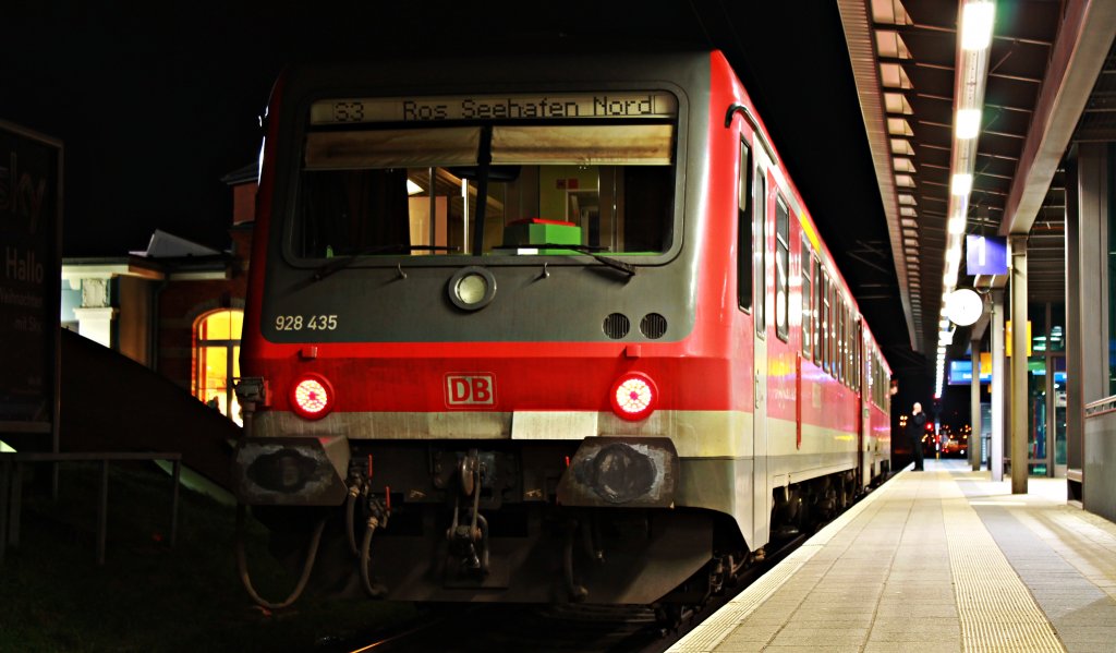 Der 628 435 in Rostock am 28.12.2011