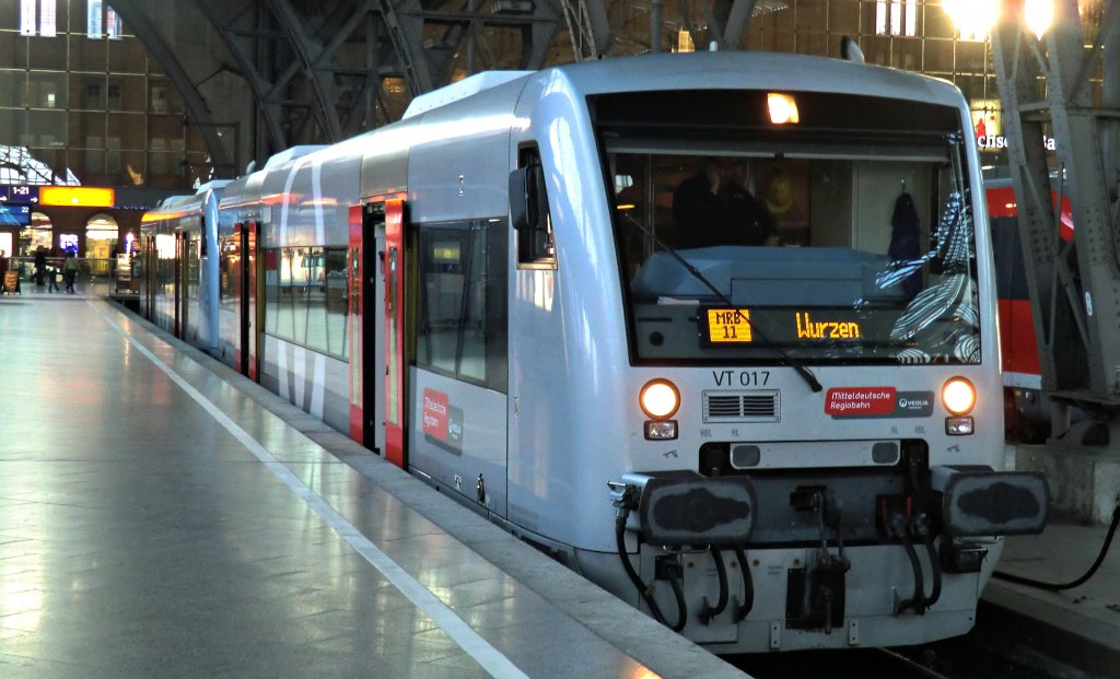 Der VT 017 der Mitteldeutschen Regiobahn in Leipzig HBF am 29.10.2011