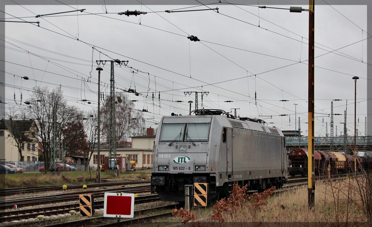 119 003 ( 185 622 ) der Captrain / ITL abgestellt in Neubrandenburg am 14.12.2015