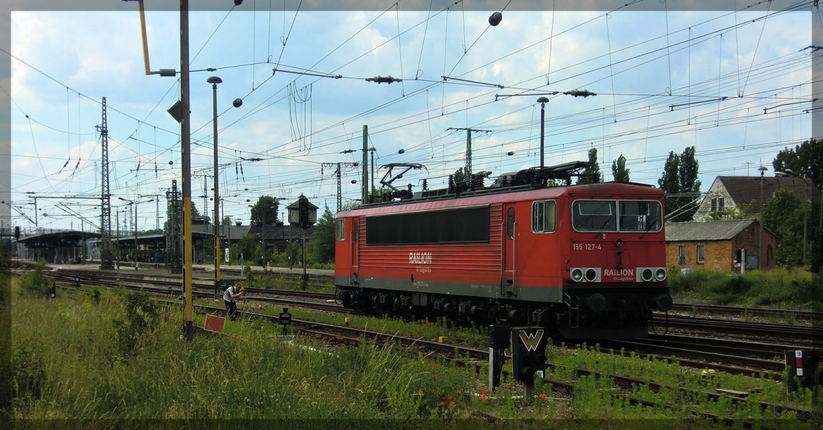 155 127 bei einer Rangierfahrt in Neubrandenburg am 13.06.2011