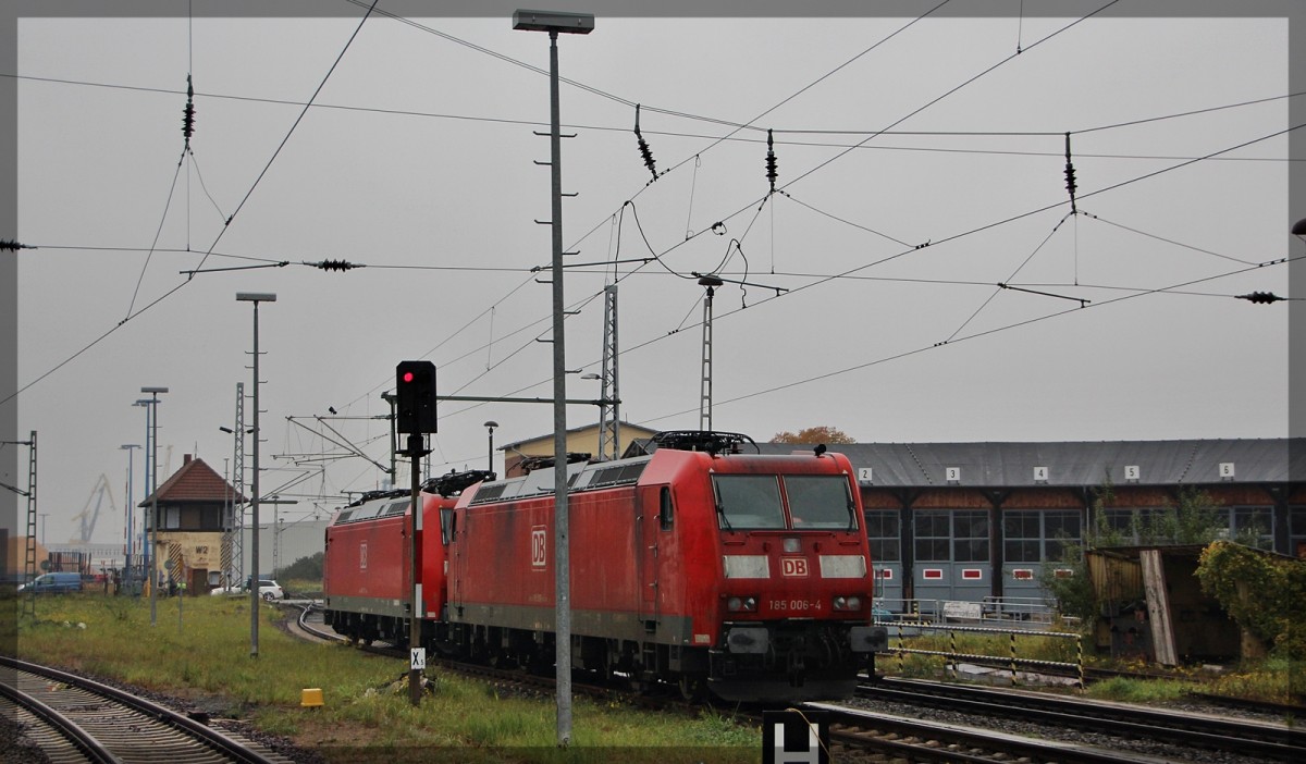 185 006 abgestellt in Wismar am 17.10.2015