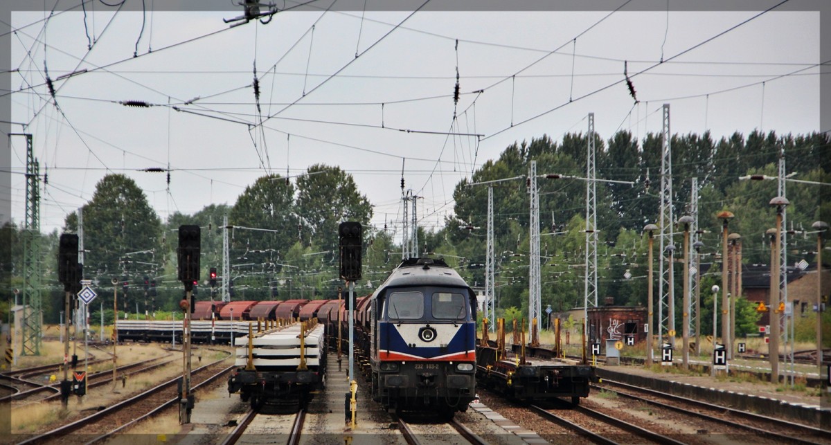 232 103 von Raildox bei ihrer Pause in Waren an der Müritz am 01.09.2015