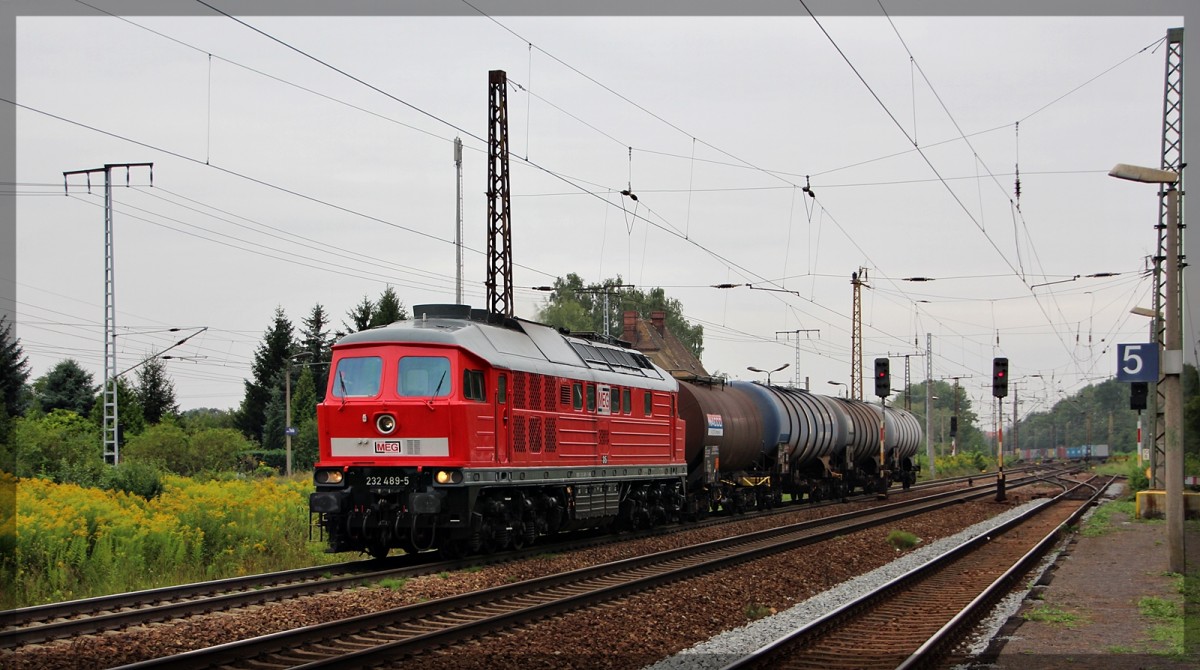 232 489 der MEG bei der Durchfahrt in Leipzig-Thekla am 19.08.2015