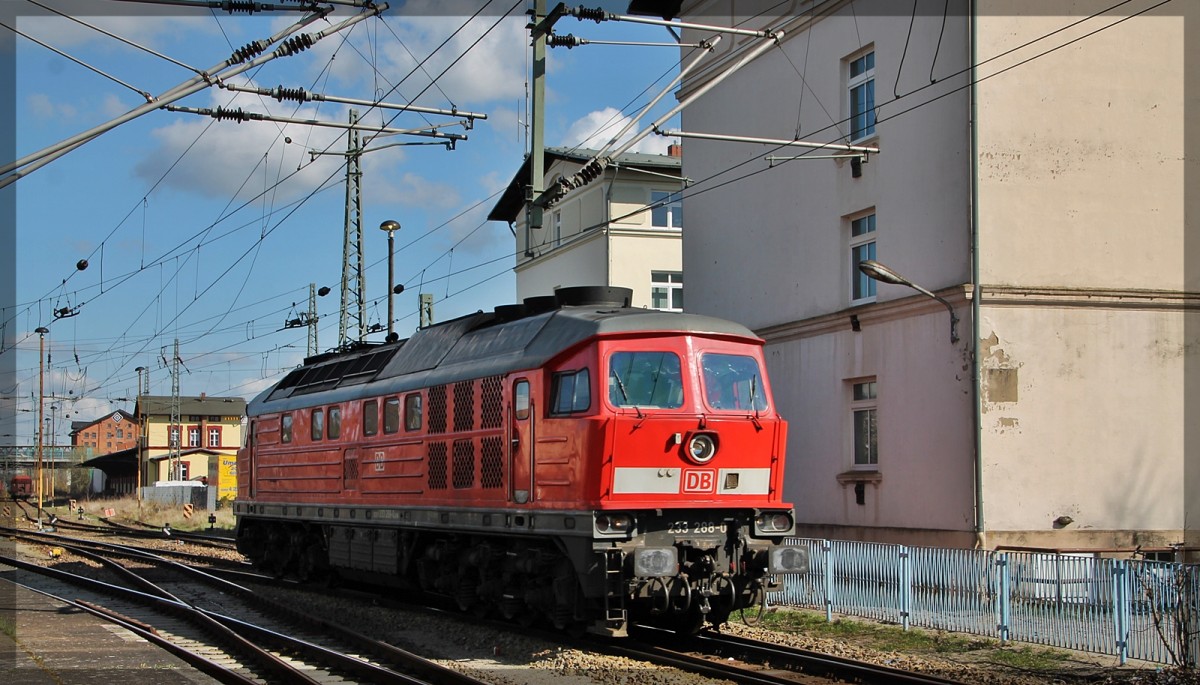 233 288 bei einer Rangierfahrt in Neubrandenburg am 16.04.2012