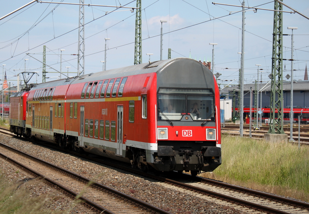 2xDABbuzfa 760 als IRE18539(Probefahrt)von Rostock Hbf nach Berlin Hbf(tief) bei der Ausfahrt im Rostocker Hbf.06.06.2014 