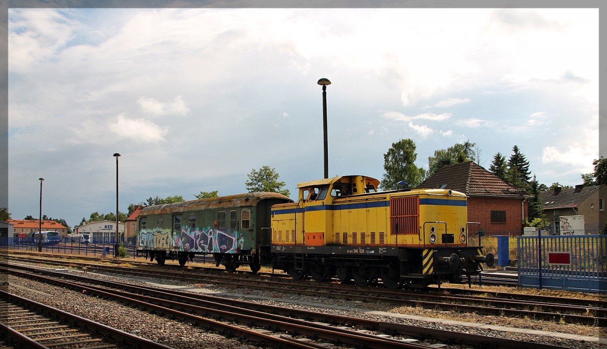 346 826 der L&W bei einer Rangierfahrt in Basdorf am 20.06.2015