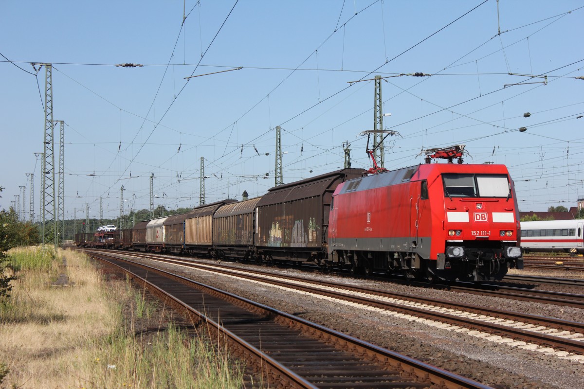 DB 152 111-1 mit einem Gemischten GZ am 23.07.2014 durch Hamburg Harburg in Richtung Maschen Rbf.