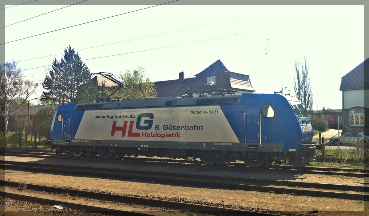 Die HLG 185 510 abgestellt in Neustrelitz Hbf am 24.04.2012