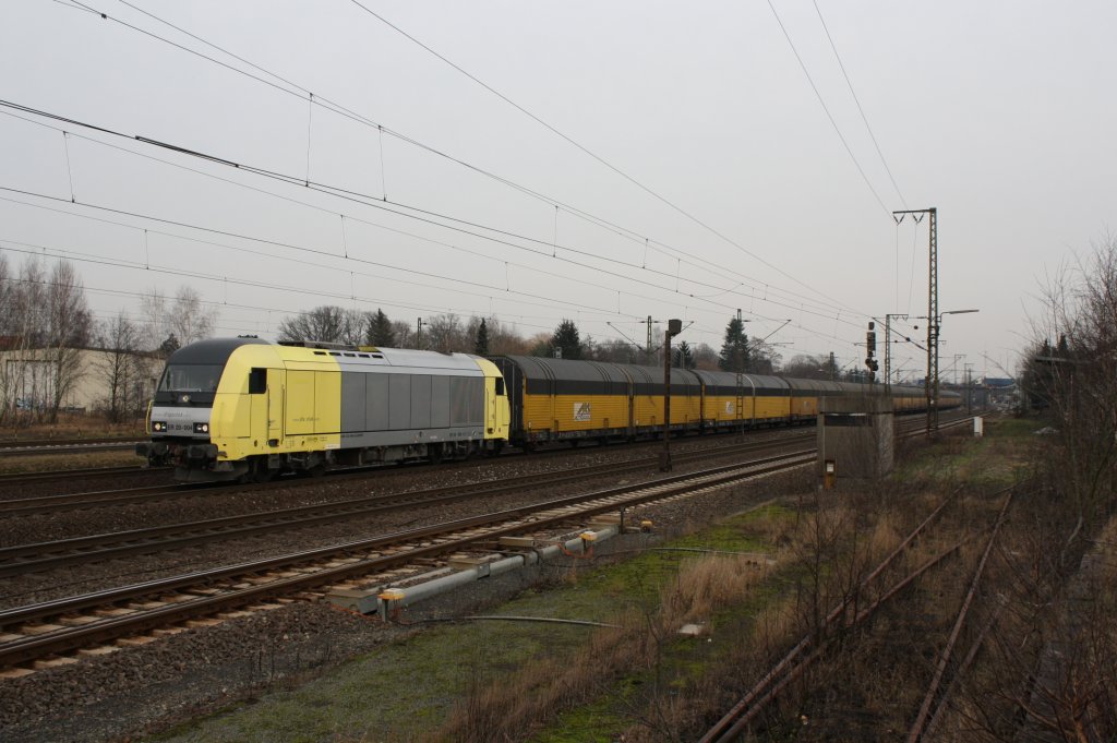 Siemens ER 20-004 noch in Diespolok Fahre von MRCE Vermietet an PCT Altmann Kommt Aus Cuxhaven und steht hier AM 18.01.2012 in Rotenburg Wümme am Rotensignal. 