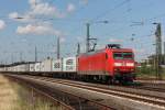 DB Schenker Rail 145 035-2 mit Container durch Buchholz am 23.07.2014 in Richtung Hamburg.