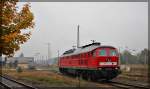 232 255 bei einer Rangierfahrt in Neustrelitz am 15.10.2015