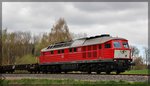 232 909 bei Kraase mit ihrem Leerzug in Richtung Möllenhagen am 19.04.2016