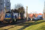 Ein schneller Schnappschuss: Mak G1206 der MWB durchfuhr Hamburg Unterelbe am 14.01.2012