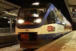 Der OLA/MRB VT 0013 in G�strow am Abend des 30.1.2012