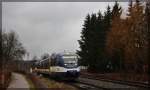 VT 729 der NEB bei seiner Pause in Templin Stadt am 06.03.2016