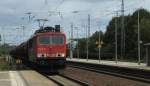 Die 155 191 bei der Durchfahrt des Bahnhofs Trebbin am 10.8.2011