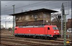 185 257 wartet in Angermünde auf Ausfahrt in Richtung Berlin am 22.03.2016