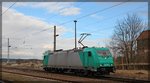 185 618 der RHC wartet in Passow auf Ausfahrt in Richtung Angermünde am 22.03.2016